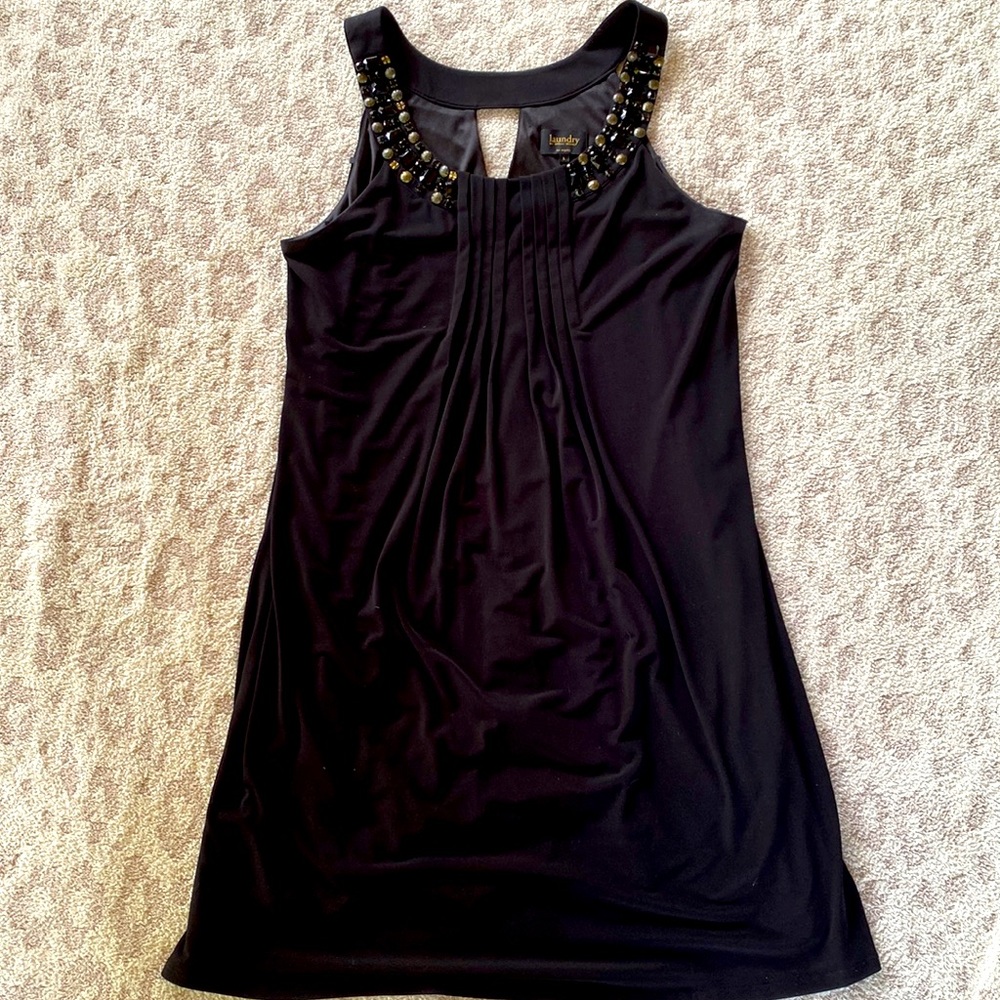 Laundry by Shelli Segal rhinestone cutout black sheath dress sz L